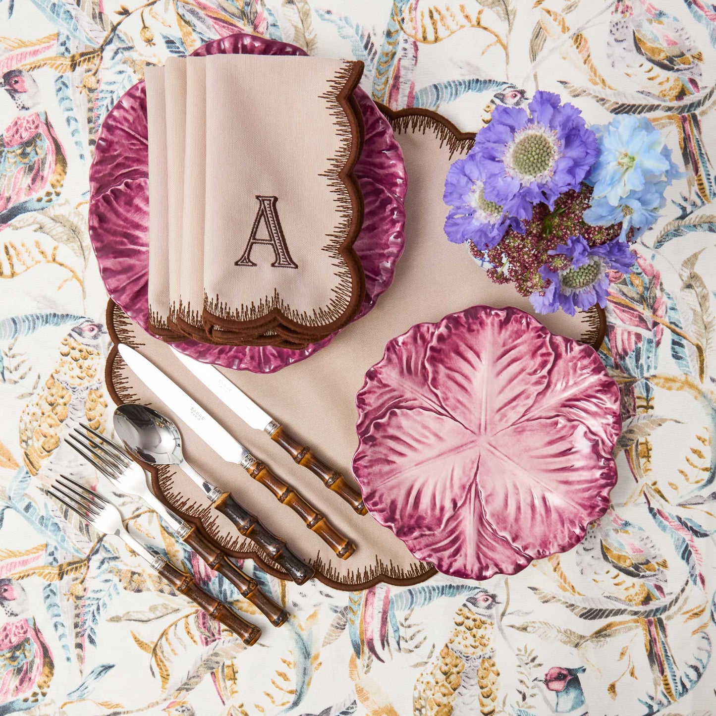 Taupe & Chocolate Isabella Napkins (Set of 4)