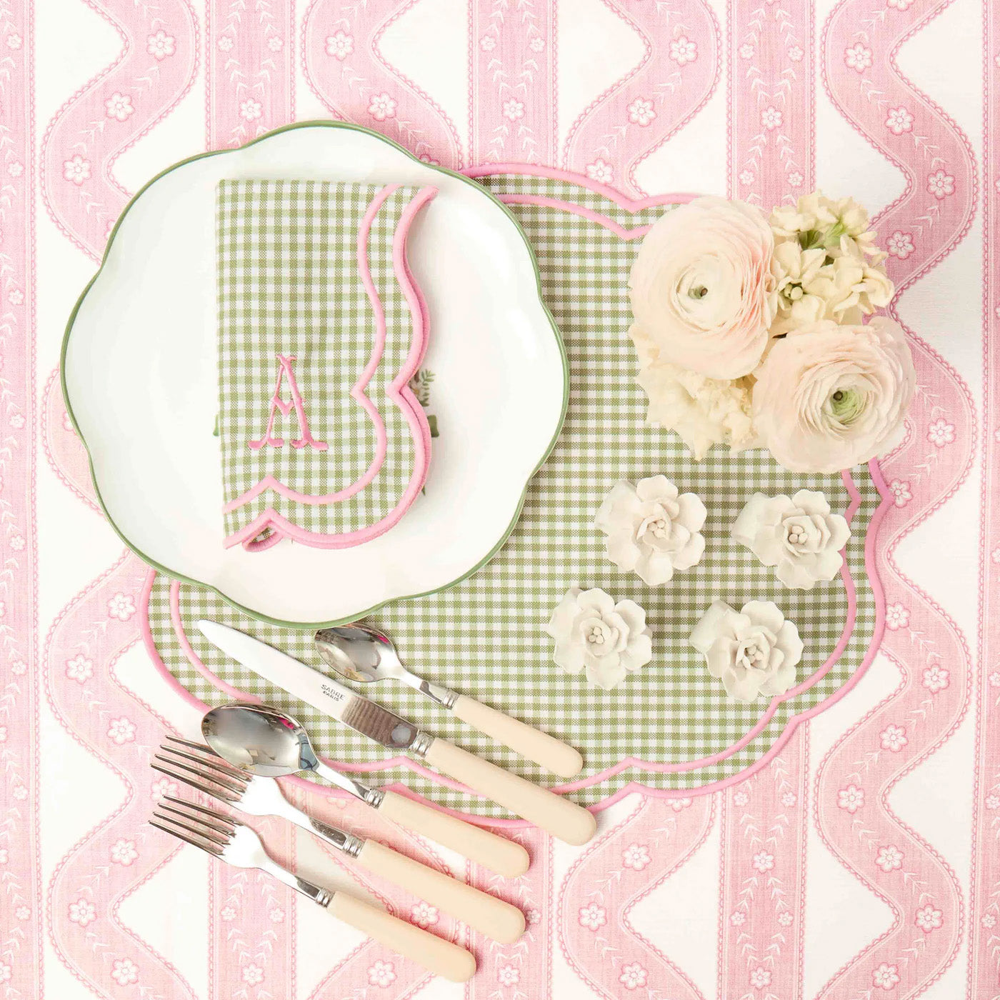 Green & Pink Eloise Gingham Placemats & Napkins (Set of 4)