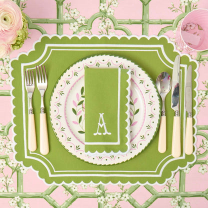 Green Louisa Placemats & Napkins (Set of 4)
