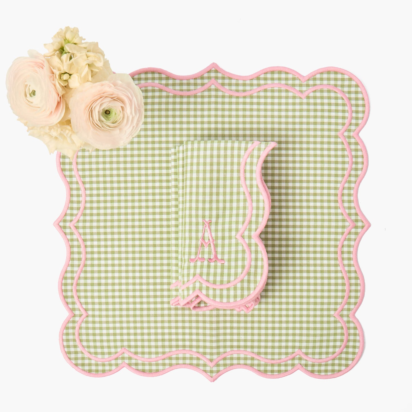 Green & Pink Eloise Gingham Placemats & Napkins (Set of 4)