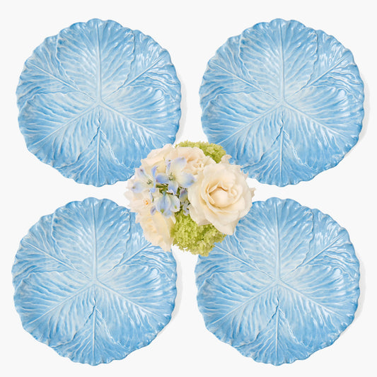 Blue Serena Cabbage Dinner Plates (Set of 4)