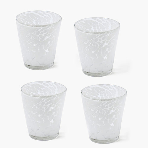White Dappled Glasses (Set of 4)