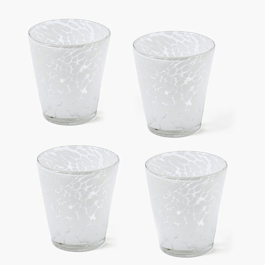 White Dappled Glasses (Set of 4)