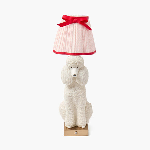 Fifi Poodle Rechargeable Lamp with Pink & Red Lotus Bow Shade (18cm)