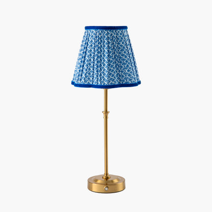 Edie Rechargeable Lamp with Cobalt Lotus Shade (18cm)