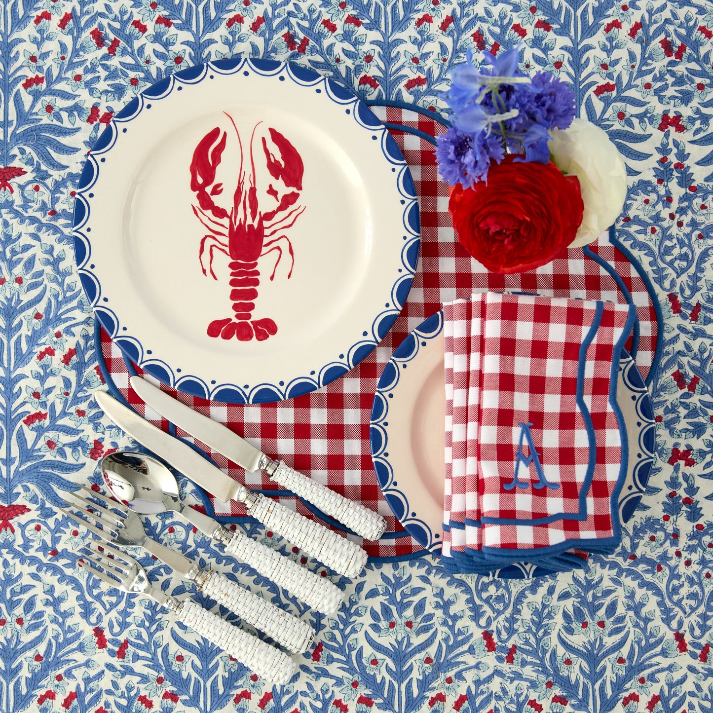 Red Gingham Felix Placemats & Napkins (Set of 4)