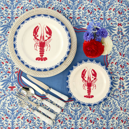 Blue & Red Ethel Blockprint Tablecloth
