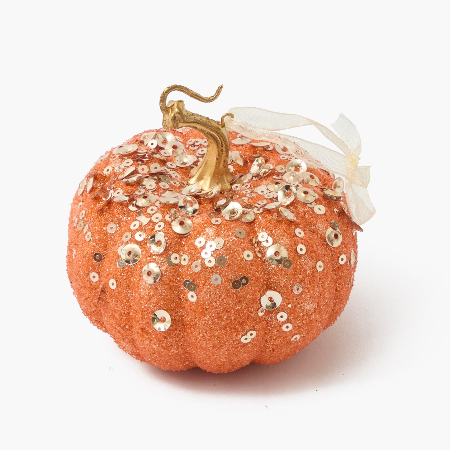 Small Orange Glitter Pumpkins (Set of 8)