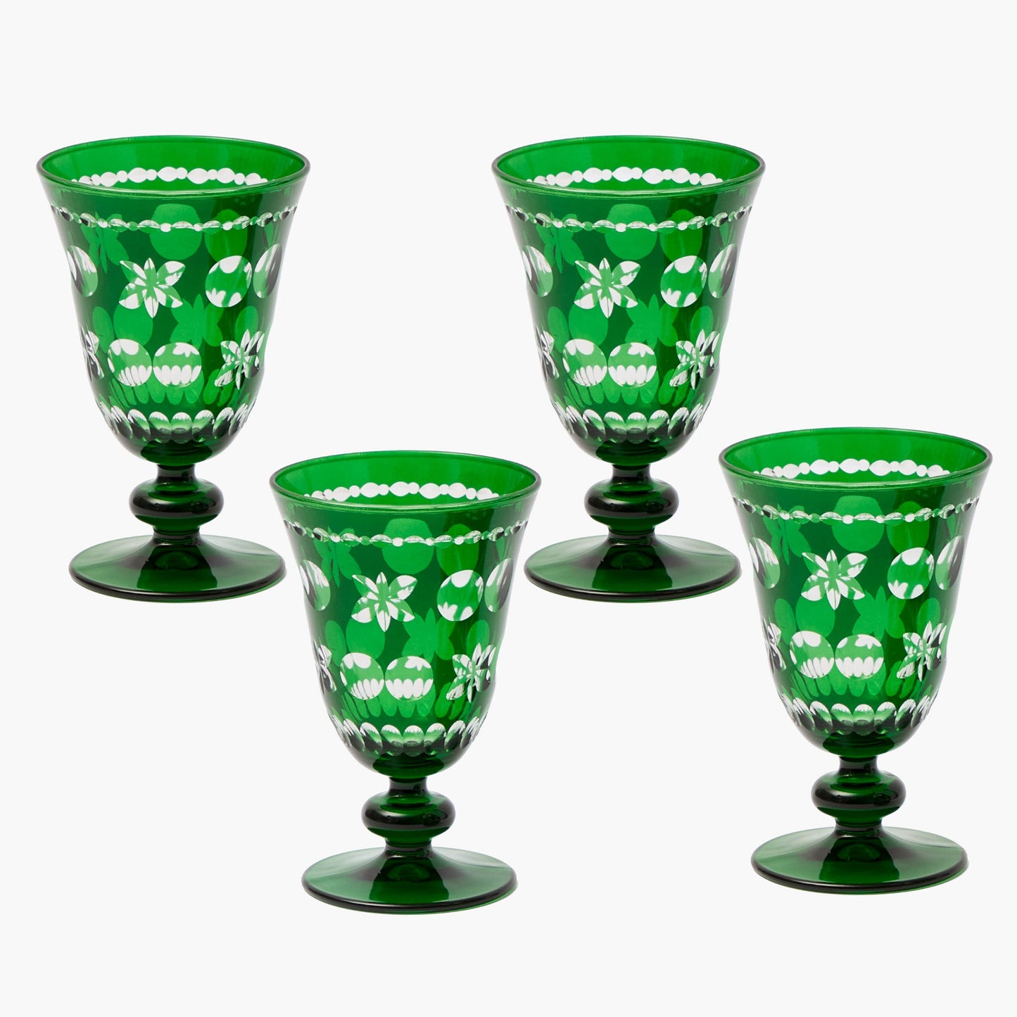 Emerald Anita Engraved Wine Glasses (Set of 4)