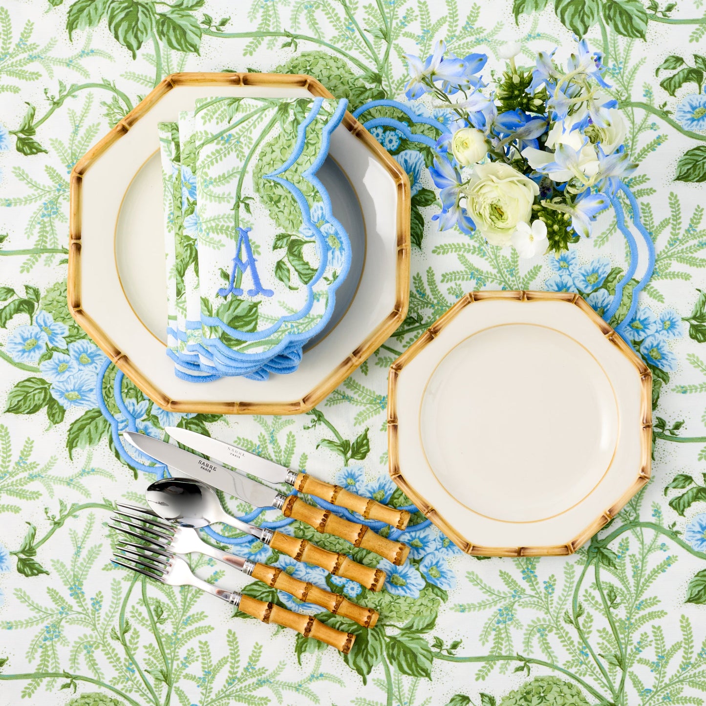 Green & Blue Lady Isabella's Garden Napkins (Set of 4)