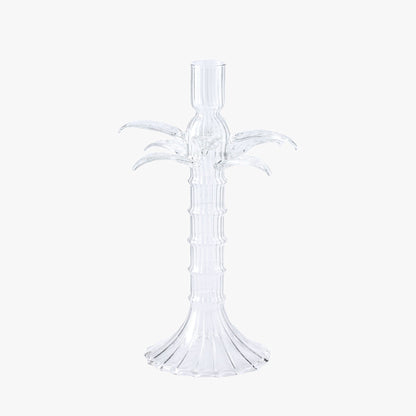 Small Palm Tree Glass Candle Holders (Pair)