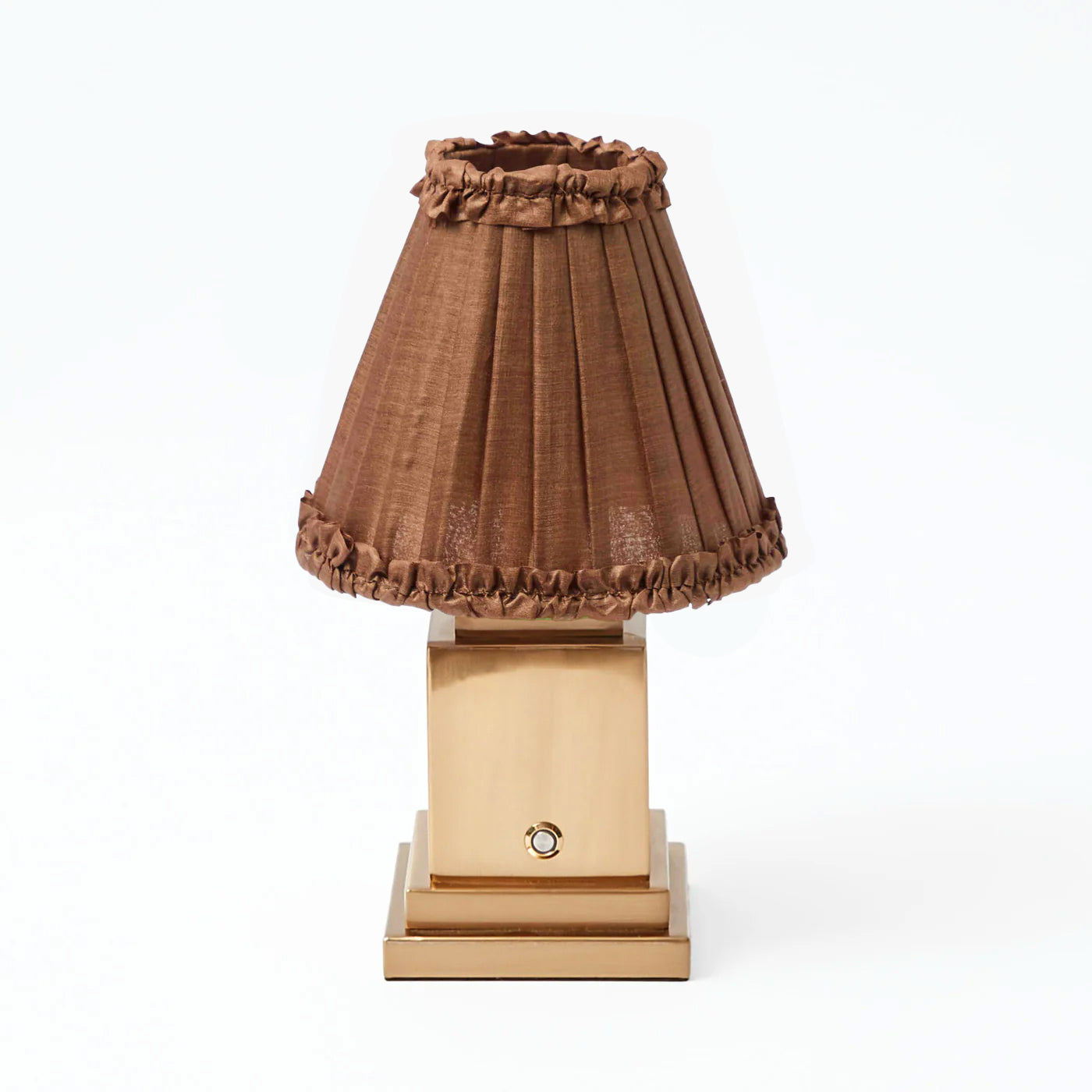 Brown Frilled Silk Lampshade (18cm)