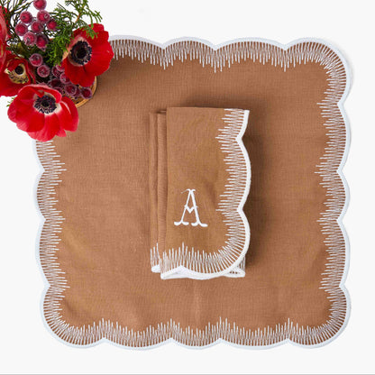 Caramel Alathea Linen Placemats & Napkins (Set of 4)