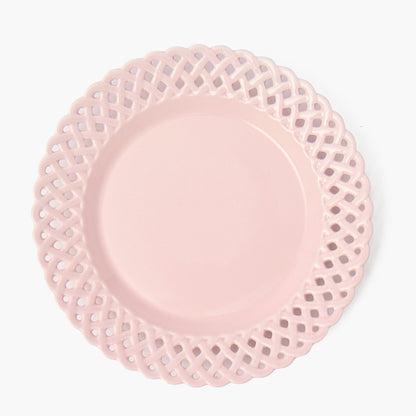 Pink Basketweave Dinner Plates (Set of 4)