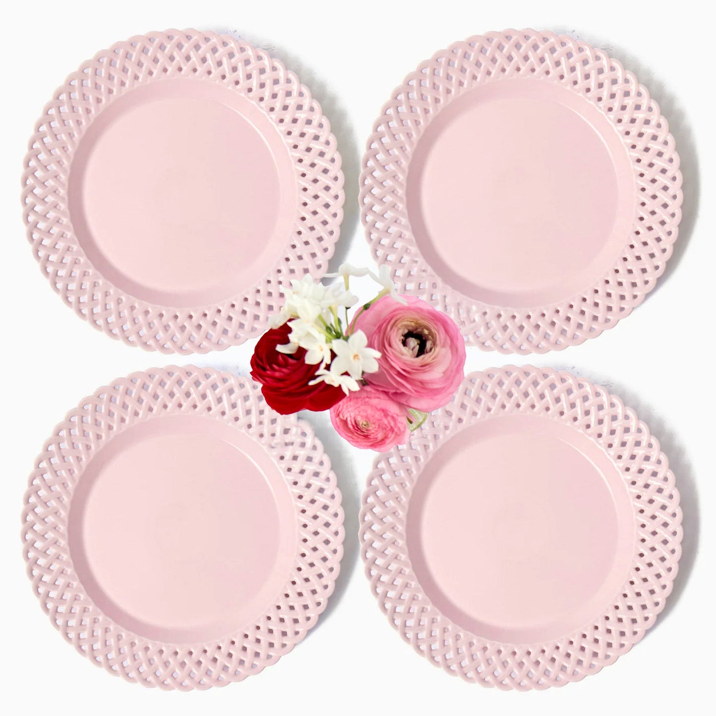 Pink Basketweave Dinner Plate