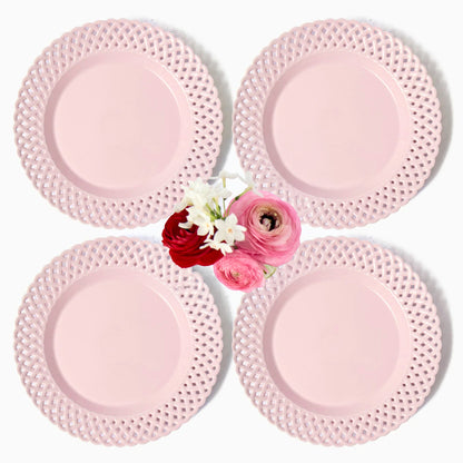 Pink Basketweave Dinner Plate